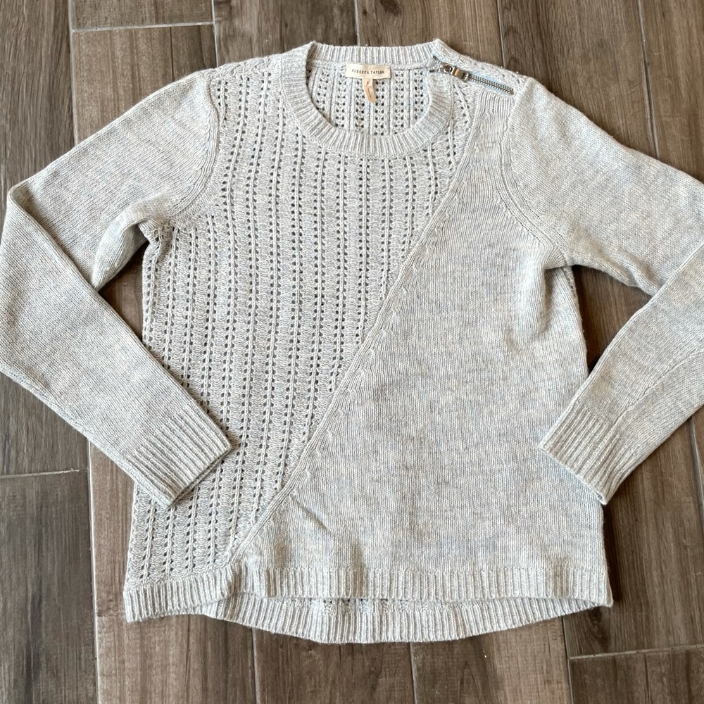 NWT Rebecca Taylor Light Blue Zipper Sweater